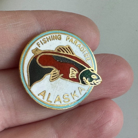 Alaska Fishing Paradise Pin – Colorful Salmon Trout Fish Enamel Souvenir