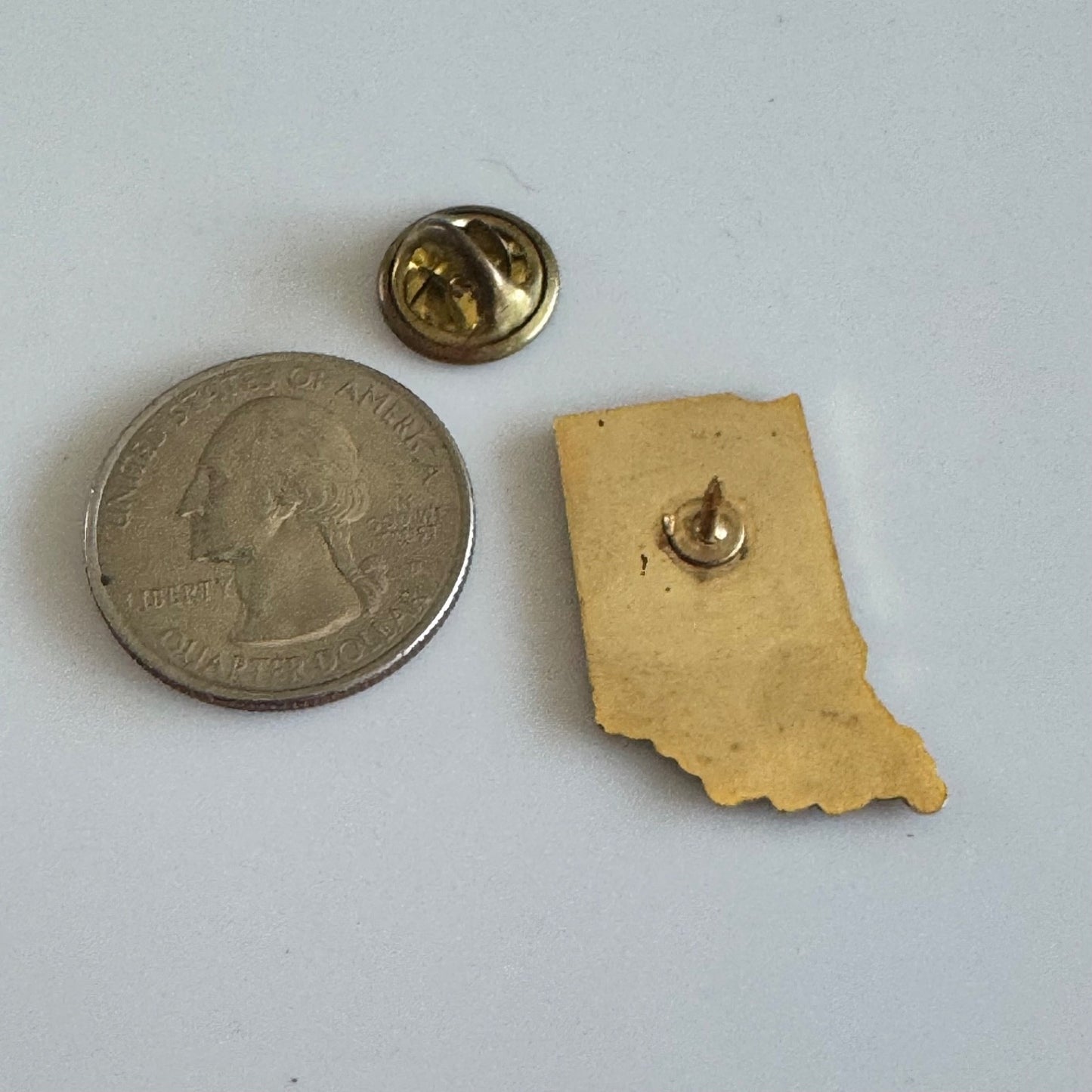 Vintage Indiana State Shape Flag Themed Enamel Pin – Navy Blue with Torch Stars