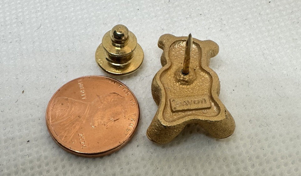 Vintage Avon Birthstone Gold-Tone Bear Pin Tie, Lapel, Hat - Aquamarine March