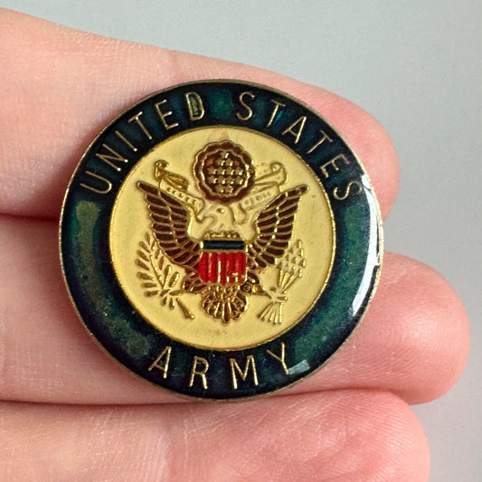 Vintage United States Army Round Pin – Bold Eagle Seal Design