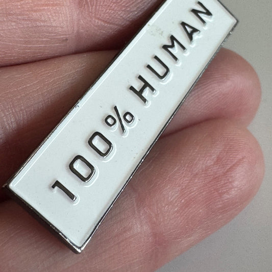 100% Human Everlane Equality Pin – White Black Human Rights Enamel Badge