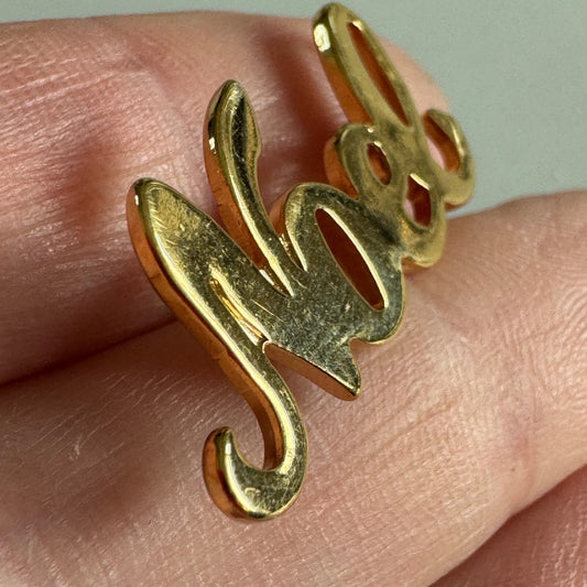 Vintage Gold NOEL Word Pin – Christmas Holiday Script Brooch