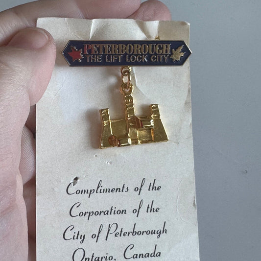 Vintage Peterborough Ontario Canada Souvenir Dangle Pin – Lift Lock City