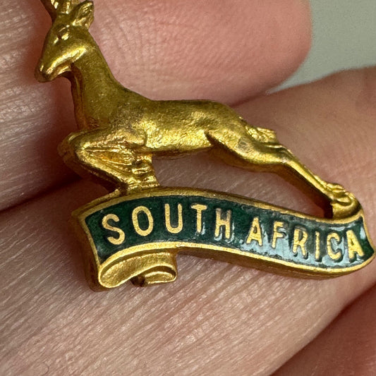Vintage South Africa Olympic NOC Pin Springbok Enamel Lapel Pin