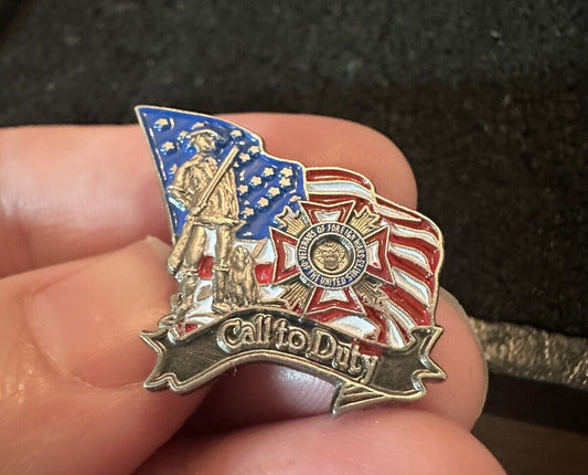 VFW Call To Duty - Minuteman Flag Lapel Pin Veterans Of Foreign Wars