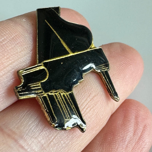 Vintage Mini Grand Piano Pin –  Black & Gold Music Lover’s Pin