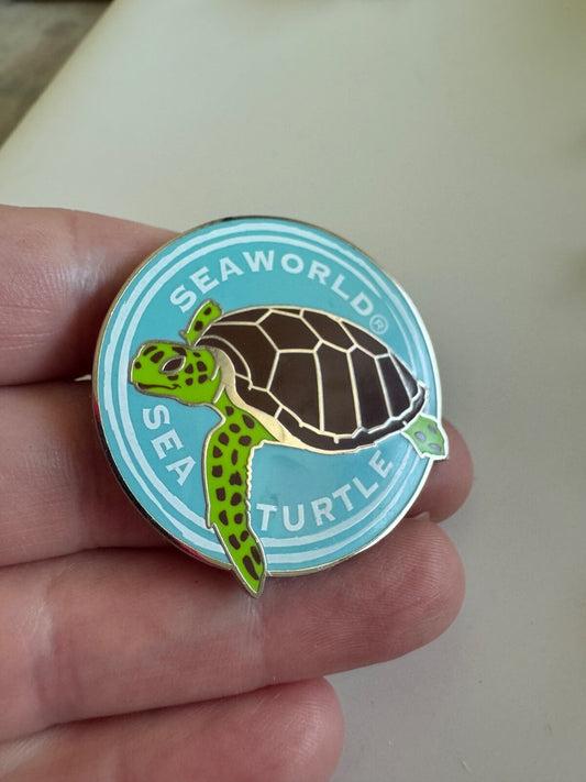 SeaWorld Sea Turtle Conservation Enamel Pin – Aqua & Green