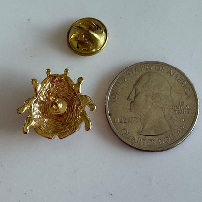 Vtg Red Enamel Ladybug Pin – Gold Tone Bug Brooch Insect Jewelry