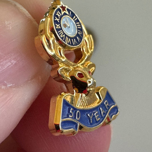 Vintage 50 Year Elks Club Member BPOE Lapel Pin Tie Tack Years