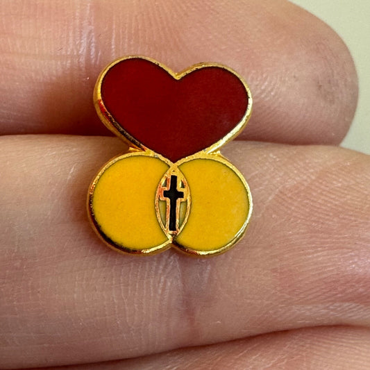 Vintage Catholic Marriage Encounter Heart, Circles & Cross Pin