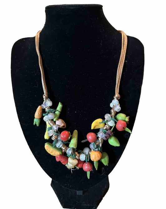 3D Handmade Polymer Clay Realistic Fruit Vegetables Veggies Bead Necklace 24”
