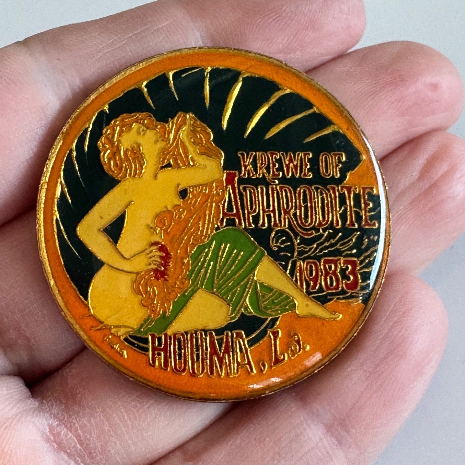 Vintage 1983 Krewe of Aphrodite Houma LA Mardi Gras Doubloon Medallion Coin