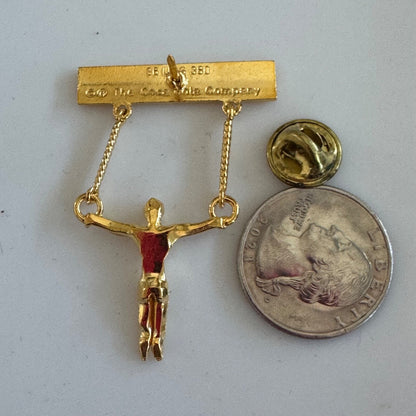 Vintage Gold Tone Coca Cola Mens Gymnastics Rings Olympics Lapel Pin