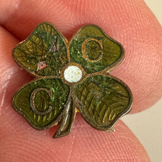Vintage CC 4-H 4H Clover Lapel Pin Shamrock
