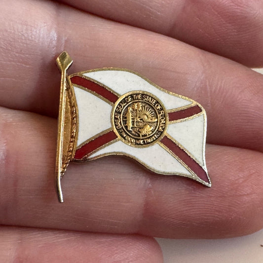 Vintage Florida Flag Lapel Pin Tie Tack Enamel - Nice!