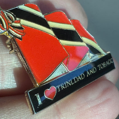 Vintage I Love Trinidad and Tobago Lapel Pin Heart 