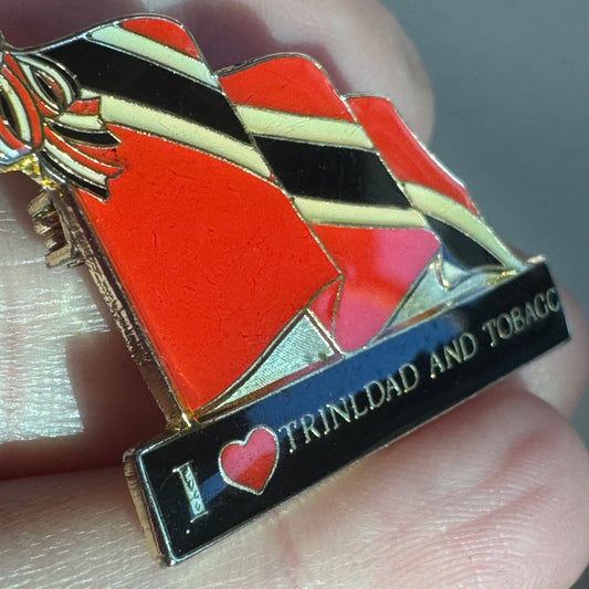 Vintage I Love Trinidad and Tobago Lapel Pin Heart 