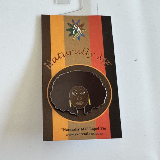 Naturally Me SKCreations African American Lapel Pin Brown  Hair w Streaks NWT 