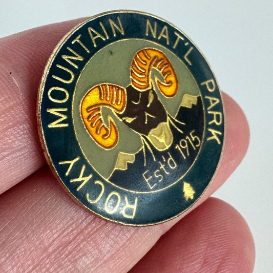 Vintage Rocky Mountain National Park Souvenir Pin – Bighorn-Sheep Ram Head