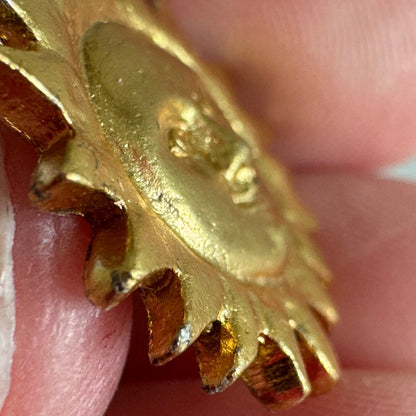 Vintage Golden Smiling Sun Pin – Cheerful Face with Radiant Rays
