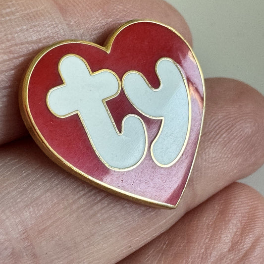 TY Beanie Baby Heart Shaped Logo Lapel Pin NOS Fun!
