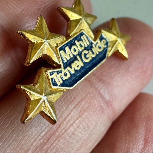Vtg Mobil Travel Guide Four Star Award Lapel Pin Enamel