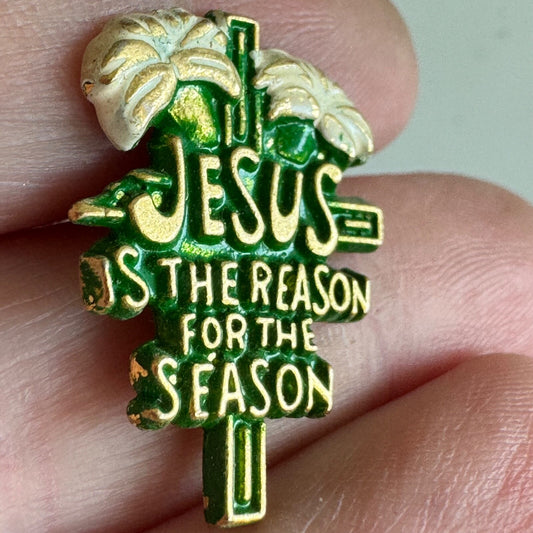 “Jesus Is the Reason” Holiday Pin – Christmas Cross & Lily Design Easter