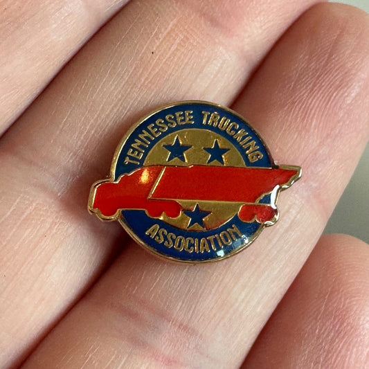 Vintage Tennessee Trucking Association Pin Tie Tack – Red Semi on Blue Emblem