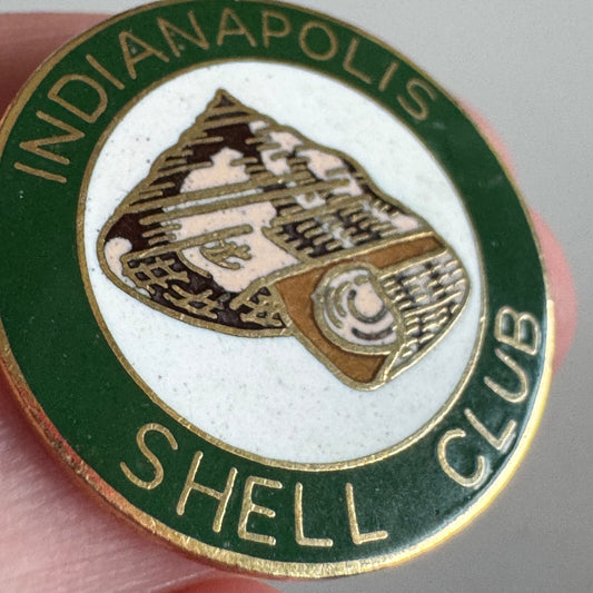 Vintage Indianapolis Shell Club Pin – Enamel Conch Collector Circle Badge RARE