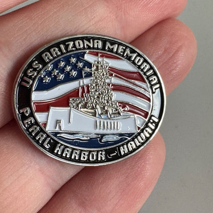 Vintage USS Arizona Memorial Pin – Pearl Harbor Hawaii Enamel Badge