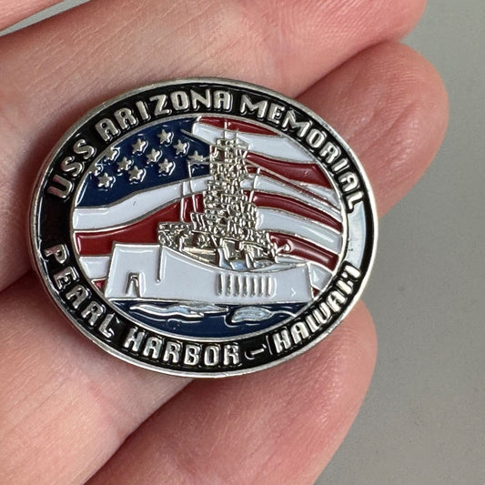 Vintage USS Arizona Memorial Pin – Pearl Harbor Hawaii Enamel Badge