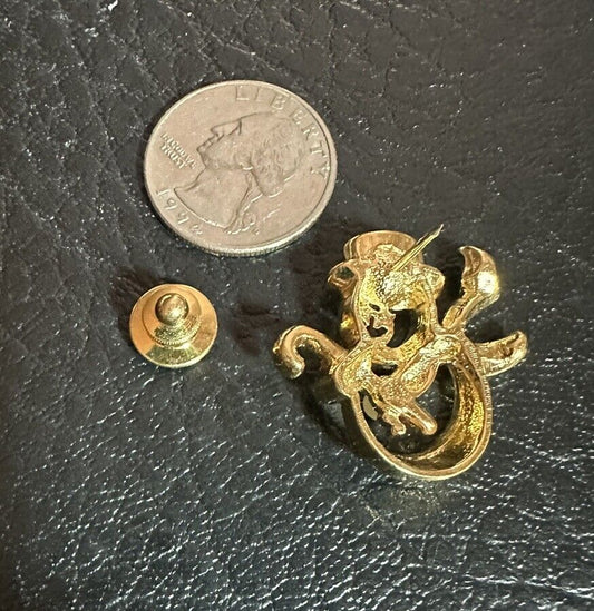 Vintage Avon Snowman Christmas Tack Pin Brooch Gold Tone Faux Pearl