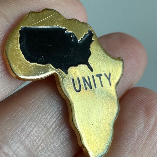 Vintage Africa USA Unity Pin – Gold and Black Solidarity Emblem