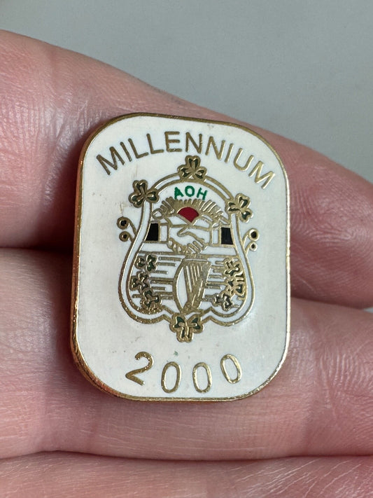 Vintage Millennium 2000 AOH Pin – Ancient Order of Hibernians Irish Crest Badge