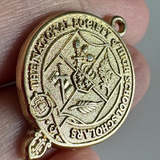 Vintage National Society of High School Scholars Key Pendant Charm – Gold Tone