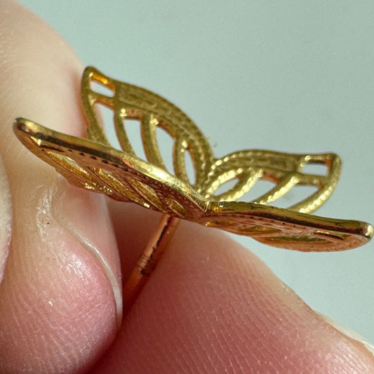Vintage Filigree Butterfly Lapel Pin Brooch – Gold Tone Insect Jewelry