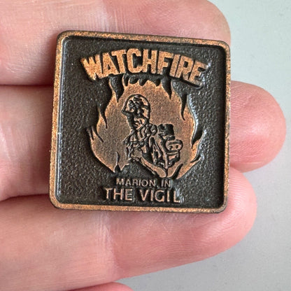 Vtg Watchfire Marion Indiana Vigil Pin Bronze Military Memorial Badge MIA POW