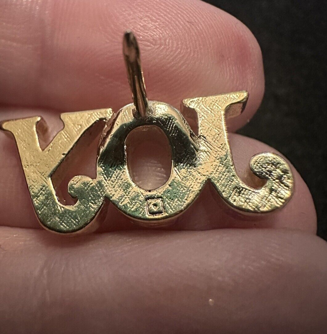 Vintage Avon Joy Lettering Gold Tone W/ Rhinestones Lapel Pin Tie Tack EUC