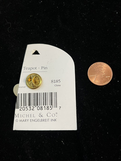Mary Engelbreit Teapot Pin Michel & Co Teapot Lapel Pin Hat Tac Yellow
