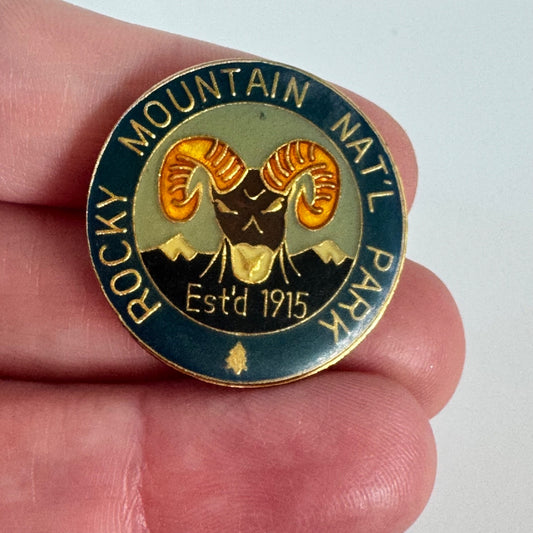 Vintage Rocky Mountain National Park Souvenir Pin – Bighorn-Sheep Ram Head