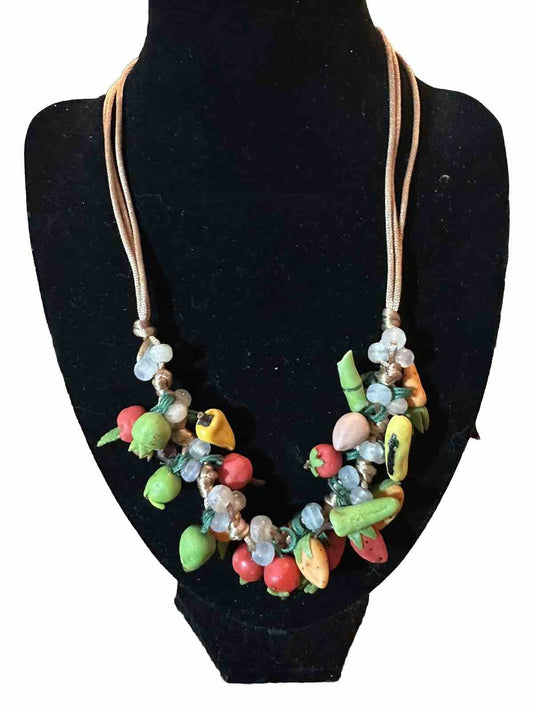 3D Handmade Polymer Clay Realistic Fruit Vegetables Veggies Bead Necklace 24”