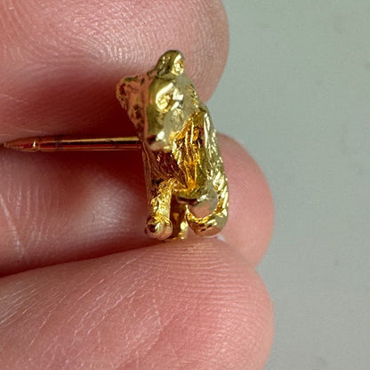 Vintage Gold Tone Bear Lapel Pin Tie Tack California