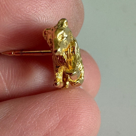 Vintage Gold Tone Bear Lapel Pin Tie Tack California