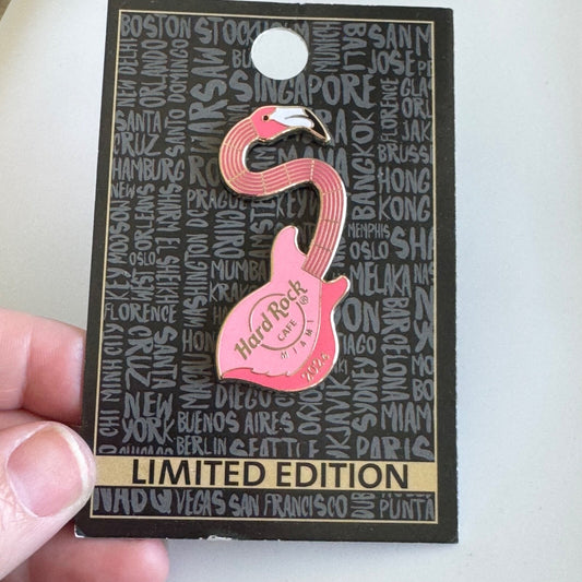 2024 Hard Rock Cafe Miami Flamingo Guitar Limited Edition Pin New on Card