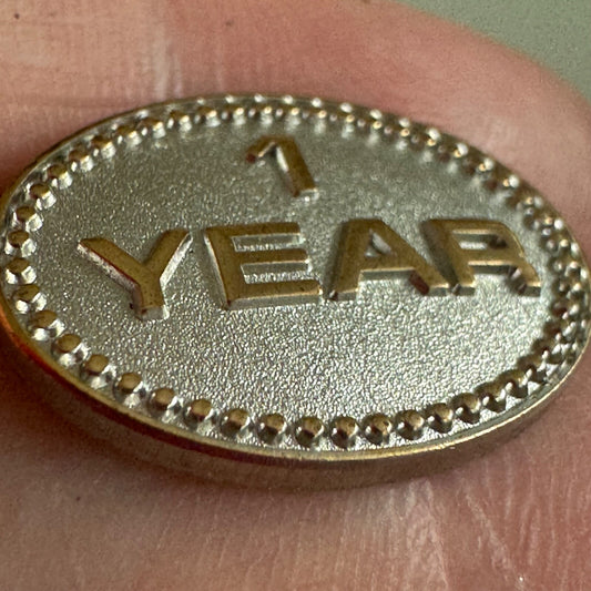 1 Year Lapel Pin Employee Service Nice Silver Gold