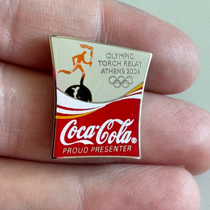Vintage 2004 Olympic Torch Relay Athens Coca-Cola Lapel Pin