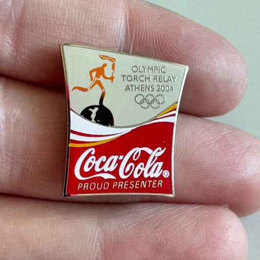 Vintage 2004 Olympic Torch Relay Athens Coca-Cola Lapel Pin