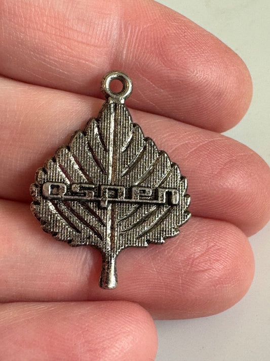 Vintage Aspen Ski Resort Colorado Leaf Zipper Pull Ski Pendant Charm