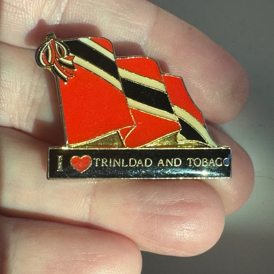 Vintage I Love Trinidad and Tobago Lapel Pin Heart 