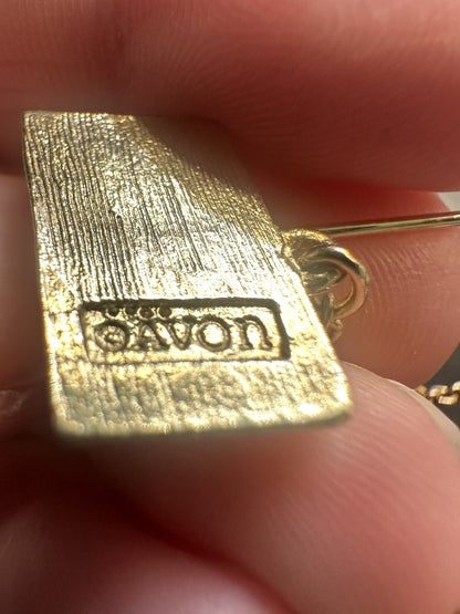 Signed Avon Phone Lapel Stick Pin - Rotary Dial Telephone - Gold Tone